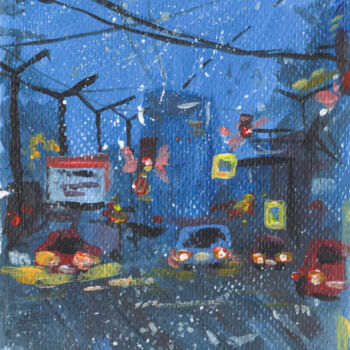 Pintura intitulada "Traffic" por Olga Strogonova, Obras de arte originais, Guache