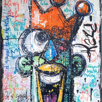Painting titled "IT'S GOOD TO BE THE…" by Kaza, Original Artwork, Acrylic Mounted on Wood Stretcher frame