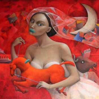 Painting titled "El viaje de Ariadna" by Hector Acevedo, Original Artwork, Oil