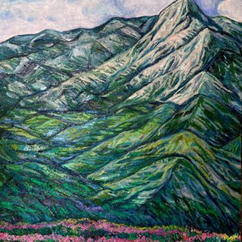 Картина под названием "Mointains in spring" - Ellada Ismayil, Подлинное произведение искусства, Масло Установлен на Деревянн…