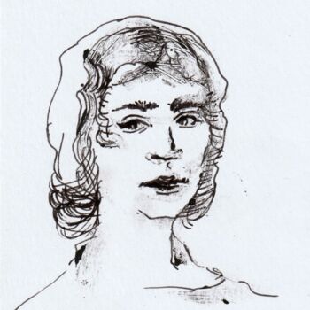 Dessin intitulée "Portrait d'femme" par Edith Bos Boyer (EDITH DONC), Œuvre d'art originale, Monotype