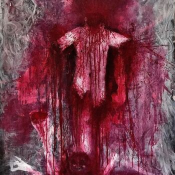 Painting titled "Drowning in blood" by Vaxo Lang, Original Artwork, Acrylic