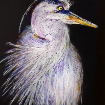 Desenho intitulada "Great Blue Heron" por Oxana Shimanchuk, Obras de arte originais, Pastel