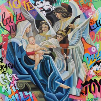 Painting titled "O tempora, o mores!" by Apollonas Soben, Original Artwork, Oil Mounted on Wood Stretcher frame
