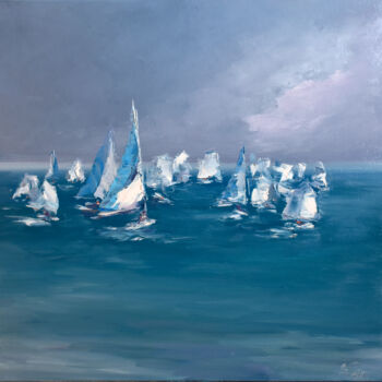 Pintura intitulada "Towards the wind" por Oxana Shimanchuk, Obras de arte originais, Óleo Montado em Armação em madeira