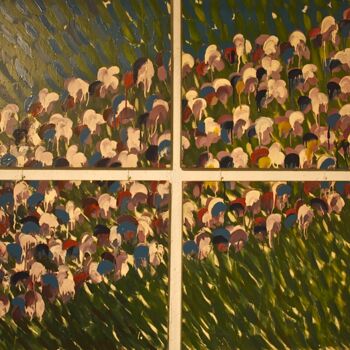 Painting titled ""Sans titre 5"" by Isabelle Boulin, Original Artwork, Acrylic Mounted on Wood Stretcher frame