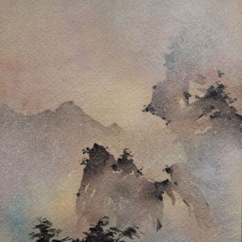 Pintura intitulada "FOG III" por Iñaki Martinez De Arbulo, Obras de arte originais, Aquarela