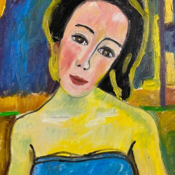 Painting titled ""La muse de Ferdina…" by Claire Marie Gay, Original Artwork, Oil Mounted on Wood Panel