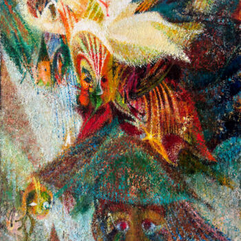 Peinture intitulée "Une fleur au chapea…" par Raphy, Œuvre d'art originale, Huile Monté sur Châssis en bois