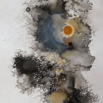 Peinture intitulée "Petite lune dans la…" par Clau Redier-Clément, Œuvre d'art originale, Encre