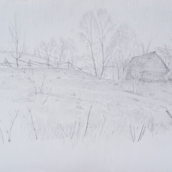 Dessin intitulée "Fog. Carpathians. U…" par Hennadii Volokitin, Œuvre d'art originale, Crayon