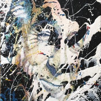 Painting titled "Robert D N" by Sánchez Gruffy, Original Artwork, Oil Mounted on Wood Stretcher frame