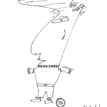 Dessin intitulée "Genau das ist er!" par Gerhard Pollheide, Œuvre d'art originale, Encre