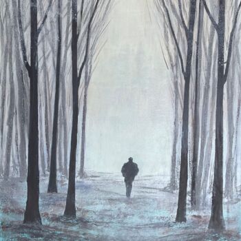 Ζωγραφική με τίτλο "Walking" από Sergio Repossini, Αυθεντικά έργα τέχνης, Ακρυλικό Τοποθετήθηκε στο Ξύλινο φορείο σκελετό