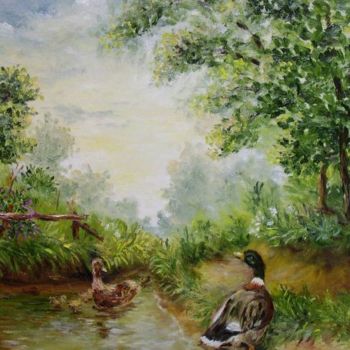 Peinture intitulée "a la campagne" par Géraldine Streichert, Œuvre d'art originale, Huile