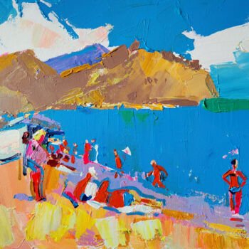 Pintura intitulada "on the beach near t…" por Olesia Lishaeva, Obras de arte originais, Acrílico