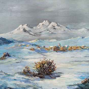 Ζωγραφική με τίτλο "Winter landscape -…" από Arto Mkrtchyan, Αυθεντικά έργα τέχνης, Λάδι Τοποθετήθηκε στο Ξύλινο φορείο σκελ…