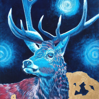 Painting titled "Deep Blu" by Lauragreenart, Original Artwork, Acrylic Mounted on Wood Stretcher frame