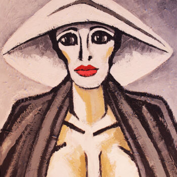 Ζωγραφική με τίτλο "Una señora de Brigh…" από Albert Cruells, Αυθεντικά έργα τέχνης, Ακρυλικό Τοποθετήθηκε στο Ξύλινο φορείο…