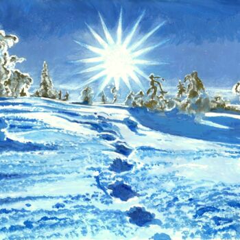 Painting titled "Neiges" by Jean François Poussard, Original Artwork, Gouache