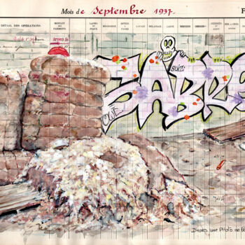 Malerei mit dem Titel "Urbex "Sabre"" von Baf, Original-Kunstwerk, Aquarell