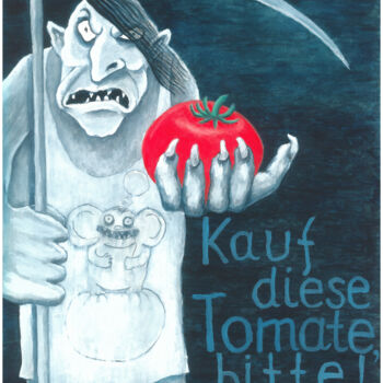 Drawing titled "Tomato seller." by Ihor Miroshnycnenko (Miro), Original Artwork, Gouache
