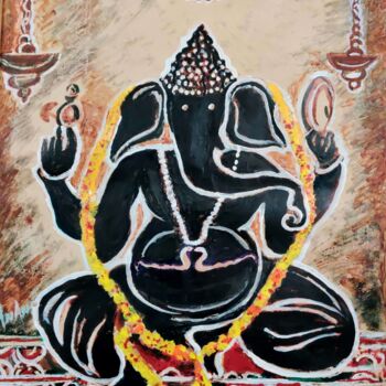 Painting titled "GANESHA-6" by Anandswaroop Manchiraju, Original Artwork, Ink