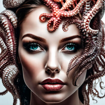 数字艺术 标题为“Octohead No.1” 由Ninn, 原创艺术品, AI生成的图像