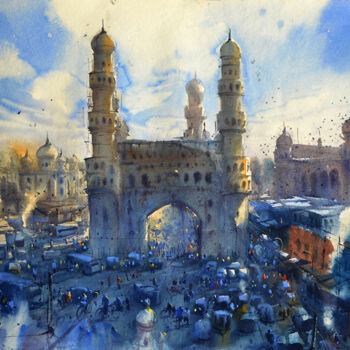 Malerei mit dem Titel "HYDERABAD WINTER01" von Kishore Singh, Original-Kunstwerk, Aquarell
