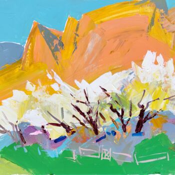 Pittura intitolato "a Garden" da Olesia Lishaeva, Opera d'arte originale, Acrilico Montato su Telaio per barella in legno