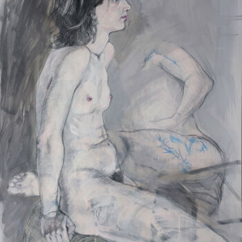 Dessin intitulée "Carina dreaming" par Natalie Levkovska, Œuvre d'art originale, Tempera