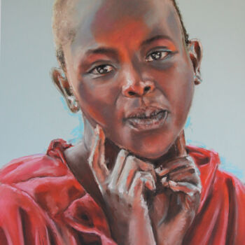 Drawing titled "Niña Kenyata" by Ipiña, Original Artwork, Pastel