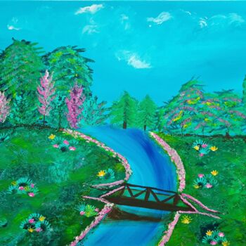 Peinture intitulée "La rivière" par Priscillia Leroy Lopez (Fleurhope), Œuvre d'art originale, Acrylique