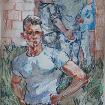 「From prying eyes」というタイトルの描画 Sergey Sovkovによって, オリジナルのアートワーク, 水彩画