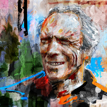Arte digital titulada "Clint Eastwood" por Iñigo Urbina, Obra de arte original, Pintura Digital