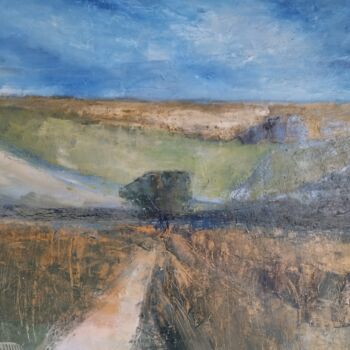 Malarstwo zatytułowany „PAYSAGE BLEU OCRE” autorstwa Pjc, Oryginalna praca, Olej