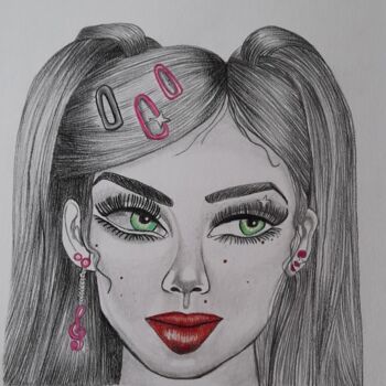 Drawing titled "pin up" by Talie, Original Artwork, Pencil