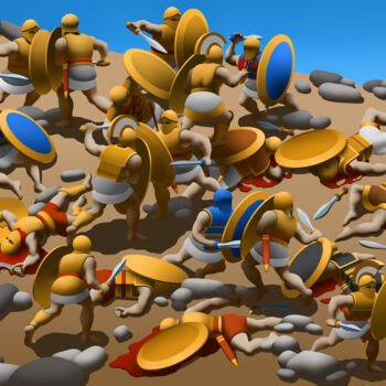 Arts numériques intitulée "Battle on the stone…" par Stepan Fedin, Œuvre d'art originale, Peinture numérique