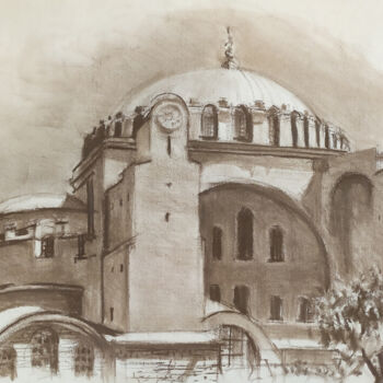 Drawing titled "Sainte Sophie" by Serge Salis, Original Artwork, Chalk