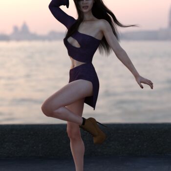 Digital Arts titled "Asian girl in Venice" by Evargas, Original Artwork, 3D Modeling