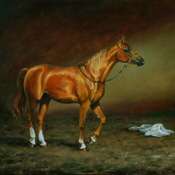 Pintura titulada "Przed pokazem" por Michał Nowakowski, Obra de arte original, Oleo Montado en Bastidor de camilla de madera