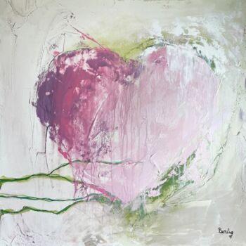 Ζωγραφική με τίτλο "Cuore rosa" από Pier Bertig, Αυθεντικά έργα τέχνης, Ακρυλικό Τοποθετήθηκε στο Ξύλινο φορείο σκελετό