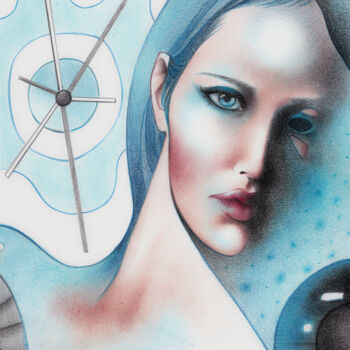 Dessin intitulée "Celeste" par O. Soniart, Œuvre d'art originale, Conté