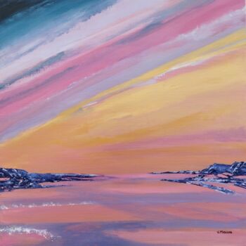 Painting titled "REVE D'ETE" by Véronique Migliore, Original Artwork, Acrylic Mounted on Wood Stretcher frame