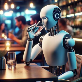 Digital Arts titled "Robot hidratándose" by Juan Carlos Pascual, Original Artwork, AI generated image