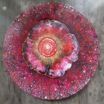 Drawing titled "nébuleuse rose coeu…" by Iakim, Original Artwork, Acrylic Mounted on Wood Stretcher frame