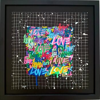 Painting titled "Love to Love" by Monna Art, Original Artwork, Acrylic Mounted on Wood Stretcher frame