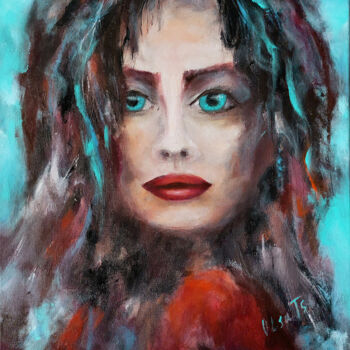 Peinture intitulée "Portrait Brunette W…" par Olga Tsyhypko, Œuvre d'art originale, Acrylique Monté sur Châssis en bois
