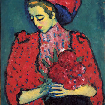Painting titled "Jeune femme aux piv…" by Alexej Von Jawlensky, Original Artwork, Oil