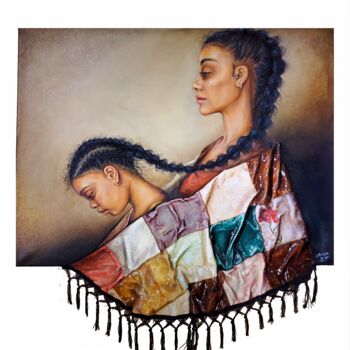 Malerei mit dem Titel "Hair Ties" von Maya Bt, Original-Kunstwerk, Öl Auf Keilrahmen aus Holz montiert